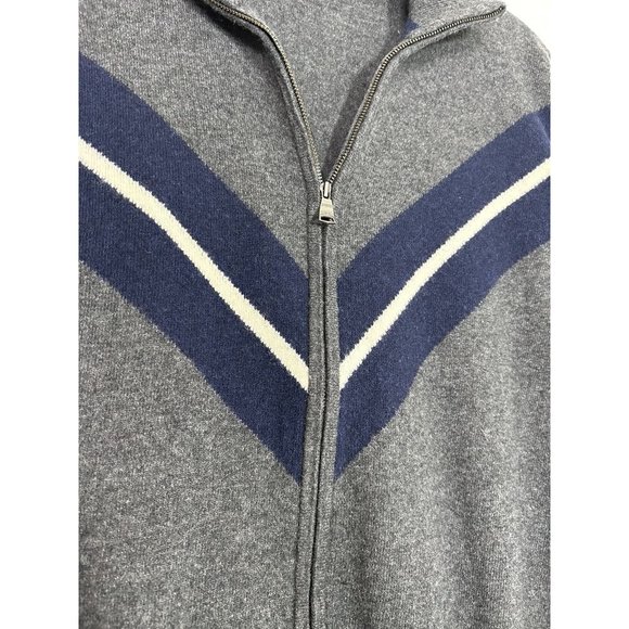 Banana Republic Men's Italian Wool Diagonal Stripe Sweater Jacket in Gray - Sz L - Picture 5 of 8